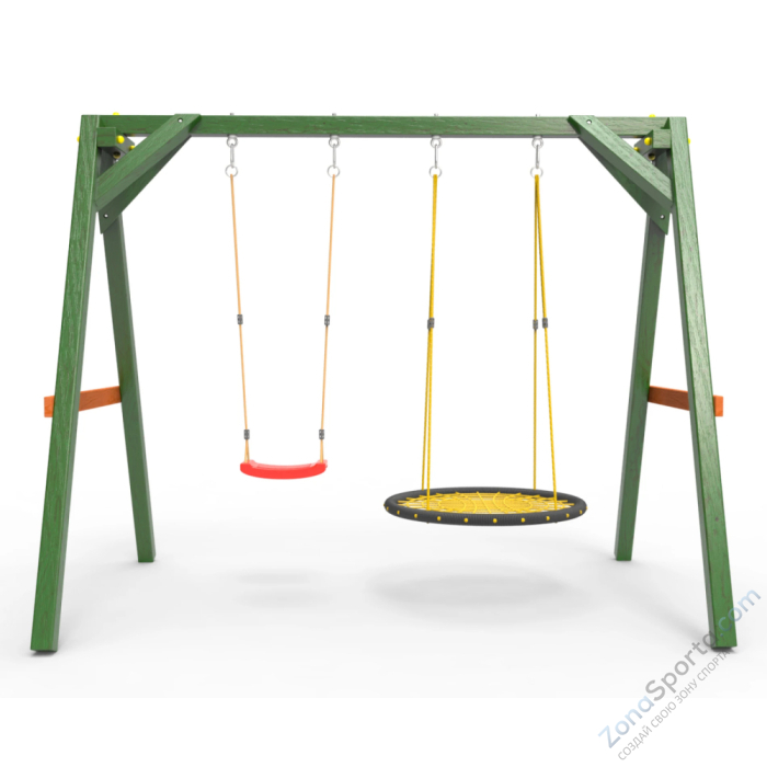 Деревянные качели Пикник 2 Вега (качели гнездо 1м качели долька)