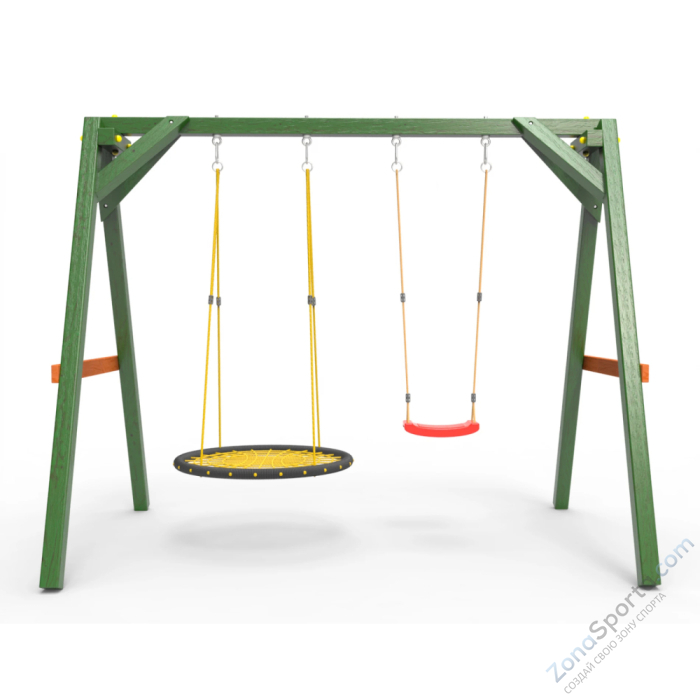 Деревянные качели Пикник 2 Вега (качели гнездо 1м качели долька)