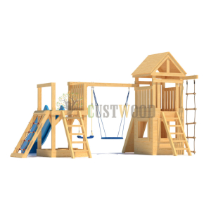 Детская деревянная игровая площадка для улицы дачи CustWood Scout S9 с деревянной крышей