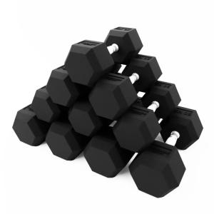 Набор гексагональных обрезиненных гантелей Bronze Gym 2,5-25 кг - 10 пар, шаг 2,5 кг