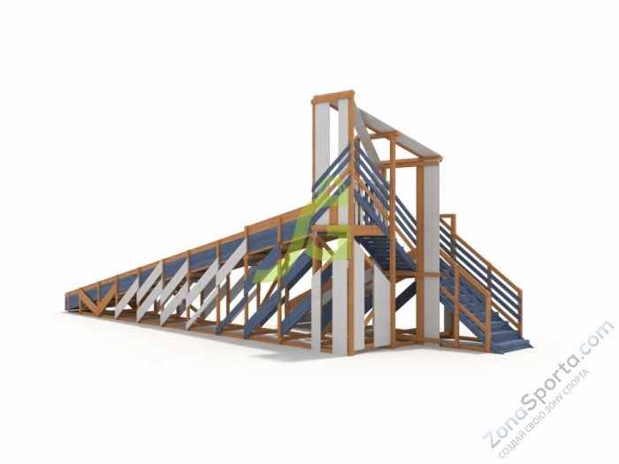 Зимняя деревянная горка IgraGrad Snow Fox 12 м с двумя скатами мод.3